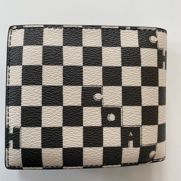 NWT Coach 3 in 1 Wallet with Checker Print C6789 Black/Chalk - Picture 5 of 13